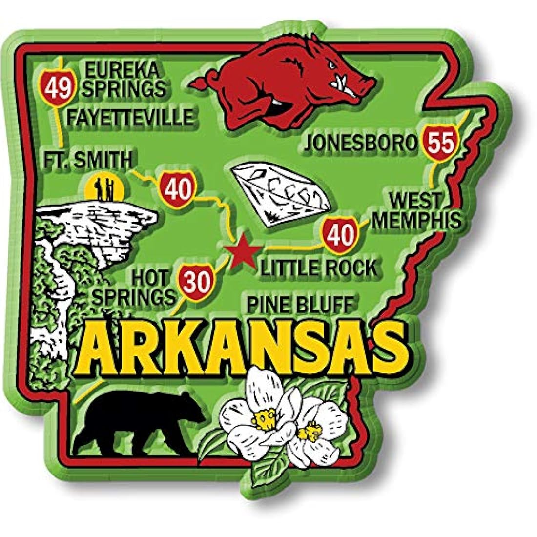 Imán decorativo dee estado colorido de Arkansas