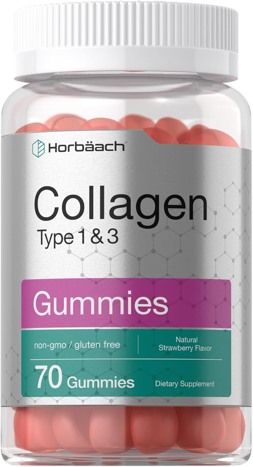 Horbäach Gummies de Colágeno 70u, Sin Gluten, Gummy de Fresa
