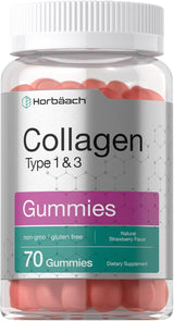 Horbäach Gummies de Colágeno 70u, Sin Gluten, Gummy de Fresa