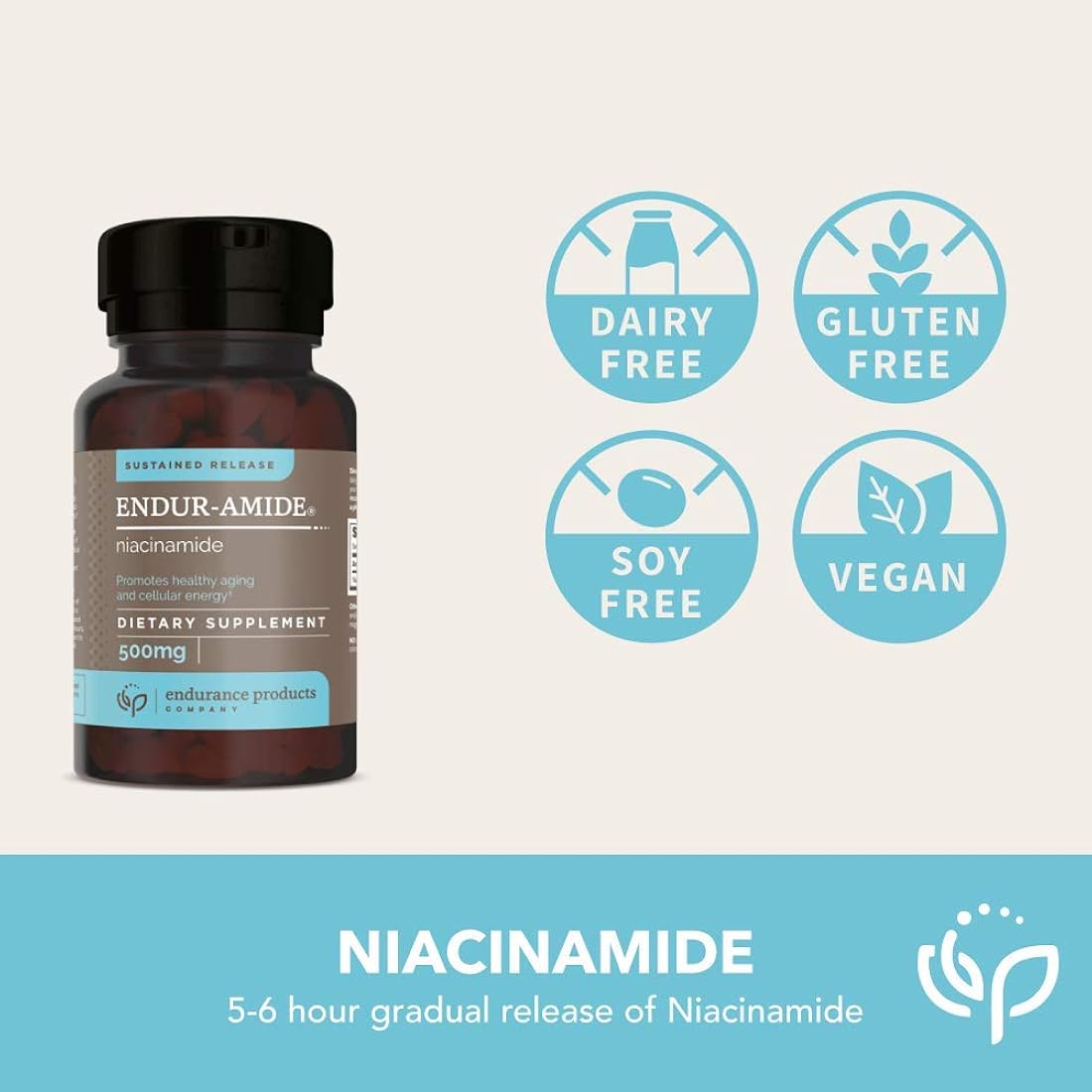 Suplemento NAD+ Niacinamida B3 Endur-Amide 500 mg 90 tablet
