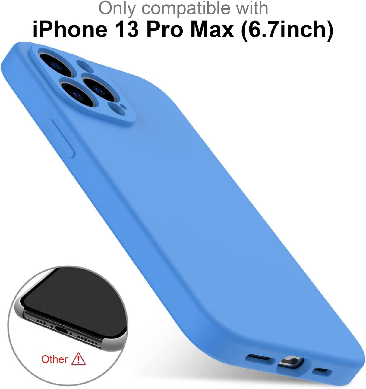 DEENAKIN Funda para iPhone 13 Pro Max con protector de pantalla, cubierta de goma de gel de silicona líquida suave y duradera para iPhone 13 Pro Max de 6.7 pulgadas, color azul cielo