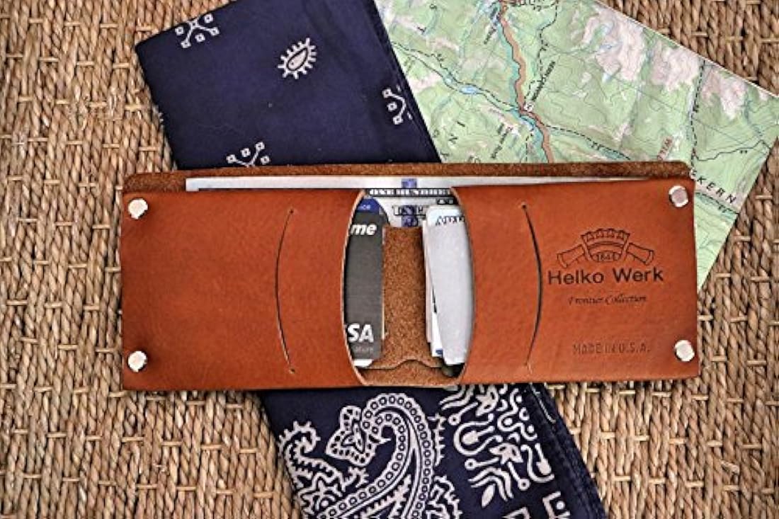 Billetera plegable de piel para hombre