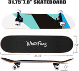 Skateboard Completo 31 x 7.88, 7 Capas, Doble Kick para Principiantes