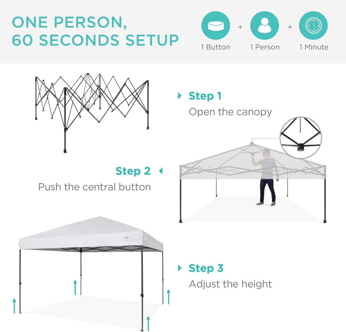 Tienda de Carpa Instantánea 10x10ft 1 Persona - Blanca