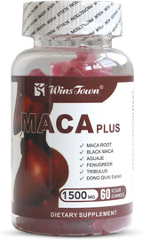 Maca Plus Gummies, 1500mg, Potenciador de glúteos, 60 unidades