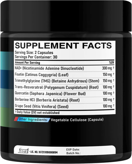 Suplemento NAD+ 1000mg - Energía, Reparación, 60 Cápsulas