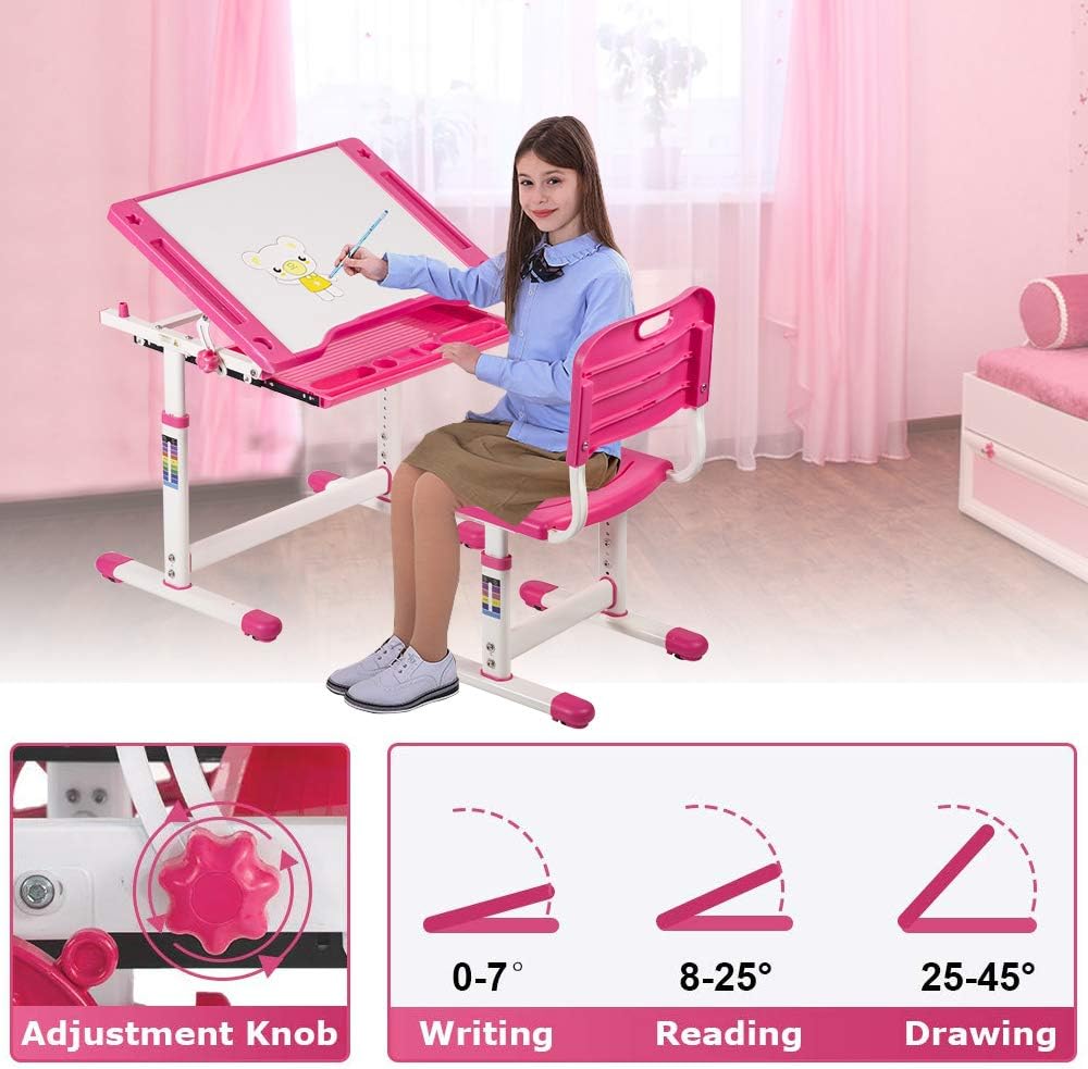 Escritorio y Silla Ajustable con Cajón para Niños