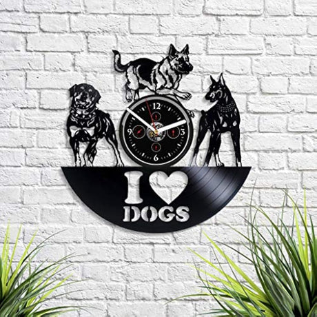 Reloj de pared para perros, diseño retro con texto