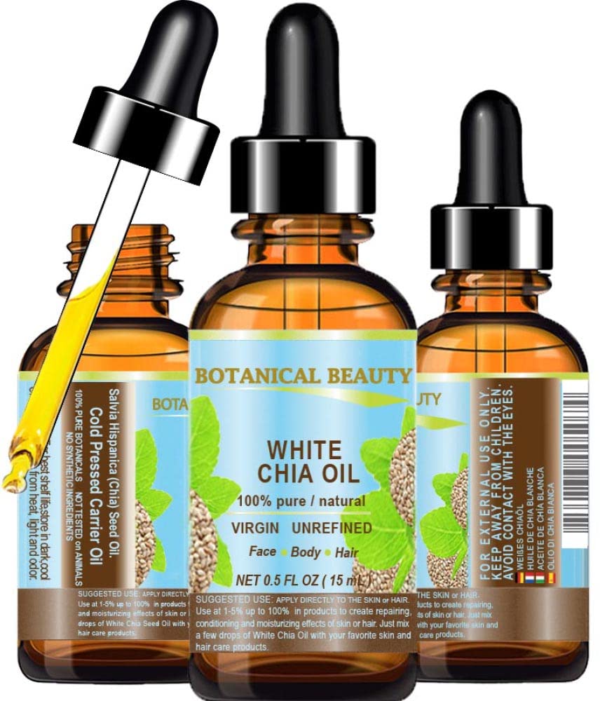 Aceite de Chía Blanca Virgen Puro Natural para Cara, Piel, Cabello