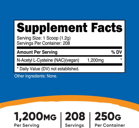 Nutricost NAC en Polvo 250g - Vegano, No GMO, Sin Gluten