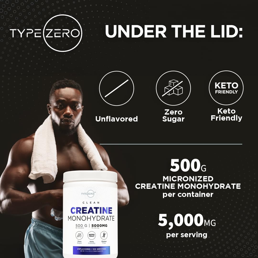 Creatina Zero Monohidrato Micronizada 500g, Sin Azúcar