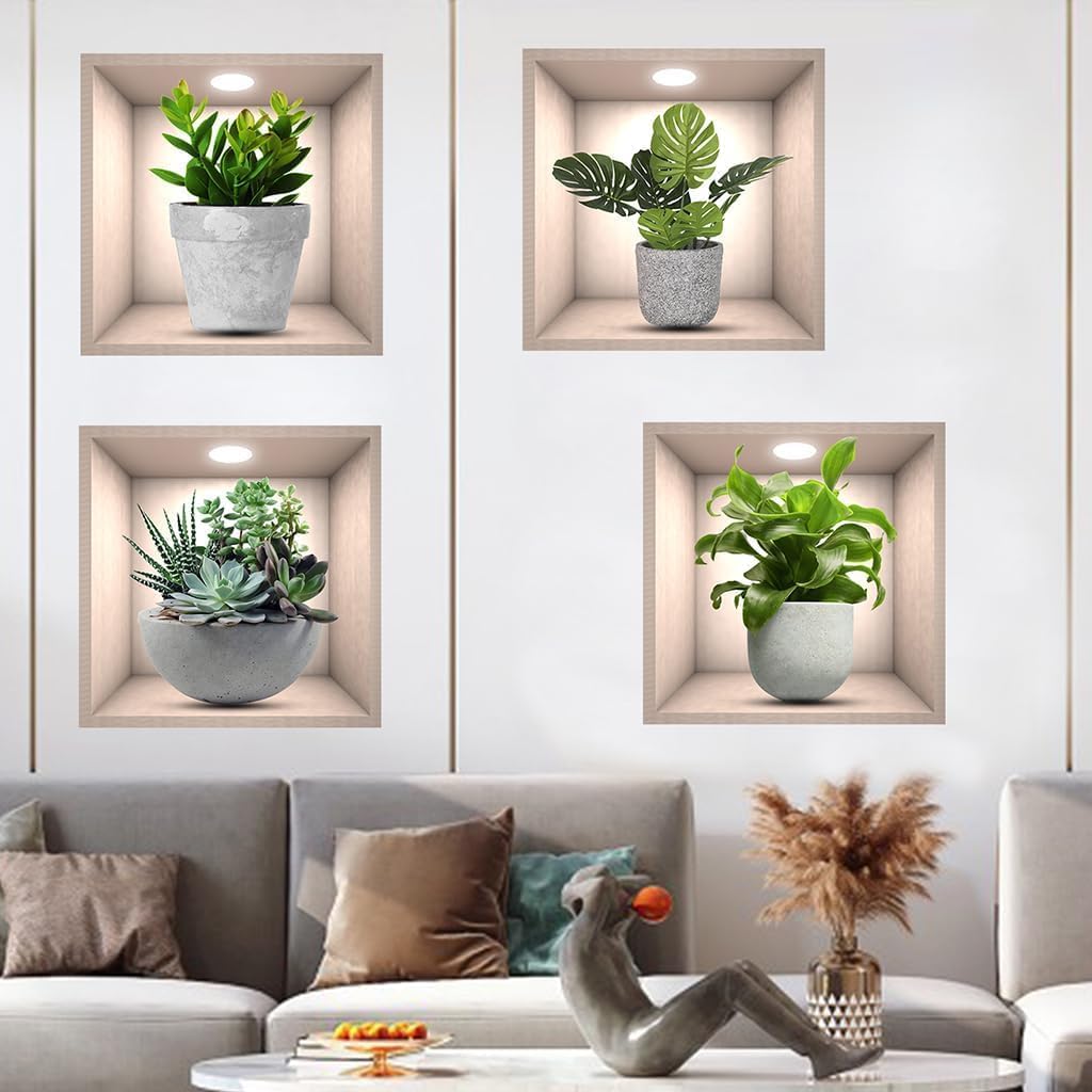Pegatinas de Plantas 3D Vivas, Decoración Botanical, Modelo X