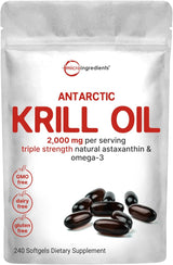 Suplemento de aceite de krill antártico 2,000 mg  240 cáp