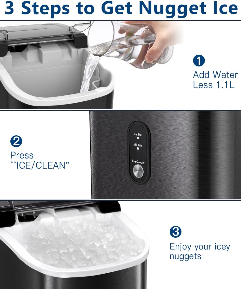 Máquina de Hielo de Pebbles, Limpieza Automática, 6 Minutos