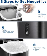 Máquina de Hielo de Pebbles, Limpieza Automática, 6 Minutos