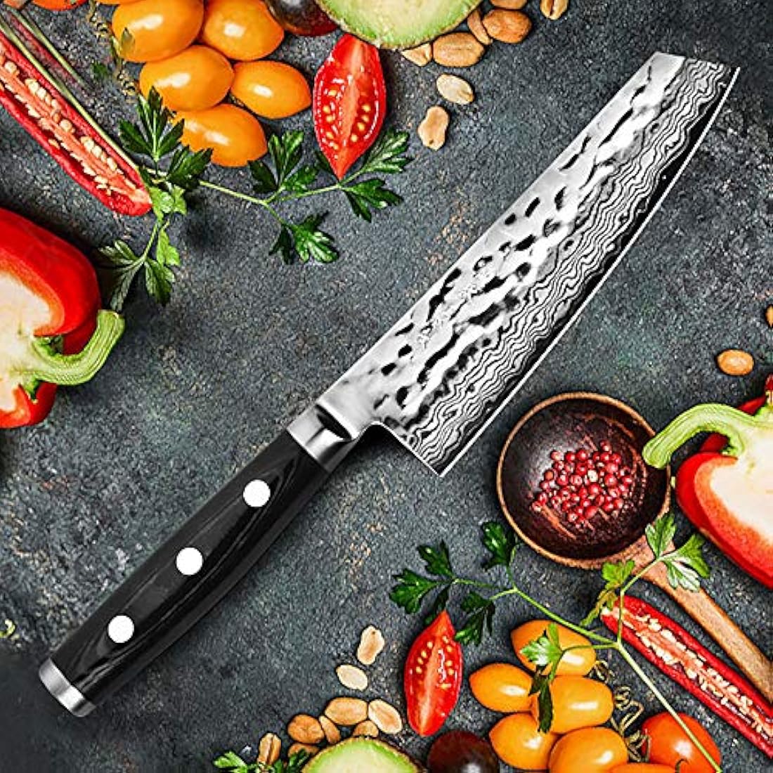 Cuchillo de preparación de 5,5 pulgadas de Damasco.
