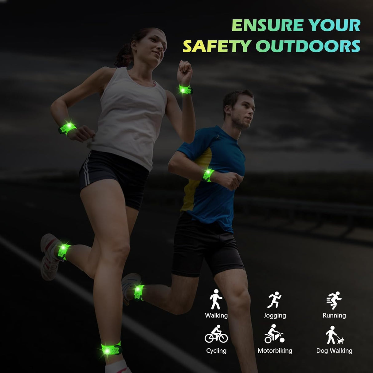 Brazaletes LED Recargables para Correr 2024 Ajustables