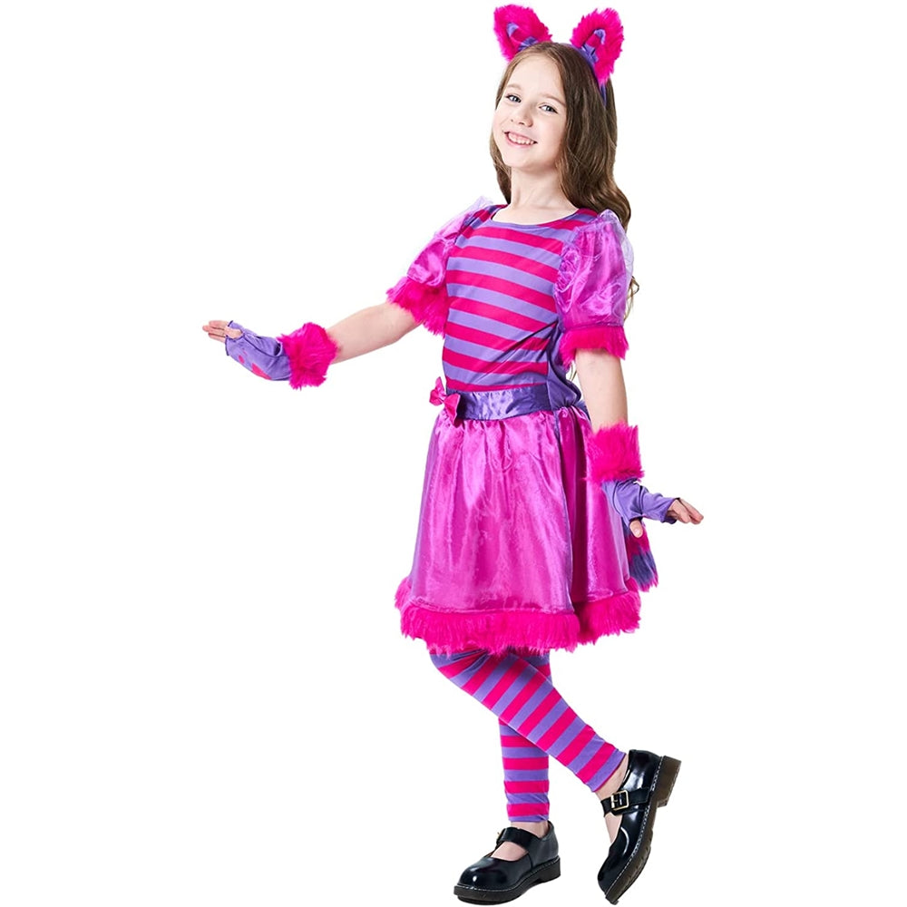 Disfraz de gato de Cheshire para niñas de 4 - 6 años