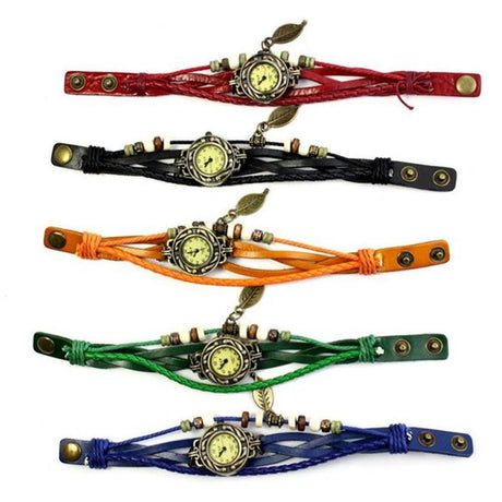 Yunanwa Pack de 6 relojes de mujer Vintage Wrap Around