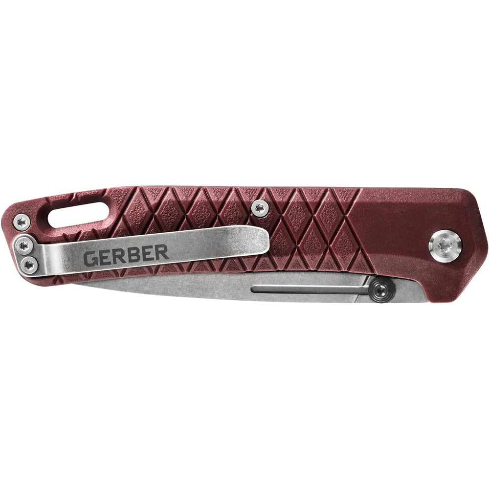 Cuchillo de bolsillo plegable de borde liso rojo difuminado