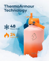 Botella de agua de medio galón, BUZIO, acero inoxidable 64 oz