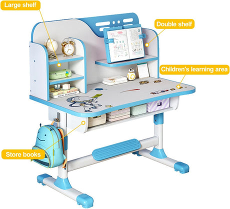 Conjunto Escritorio y Silla Infantil Ajustable con Patrón Astronauta