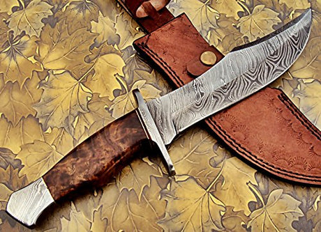 Cuchillo de caza hecho a mano de acero de Damasco 13.00