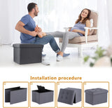 Ottomán de almacenamiento plegable con reposapiés 17x13x13