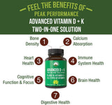 Suplemento de Vitamina D y K Peak Performance 10,000 IU 60 cápsulas