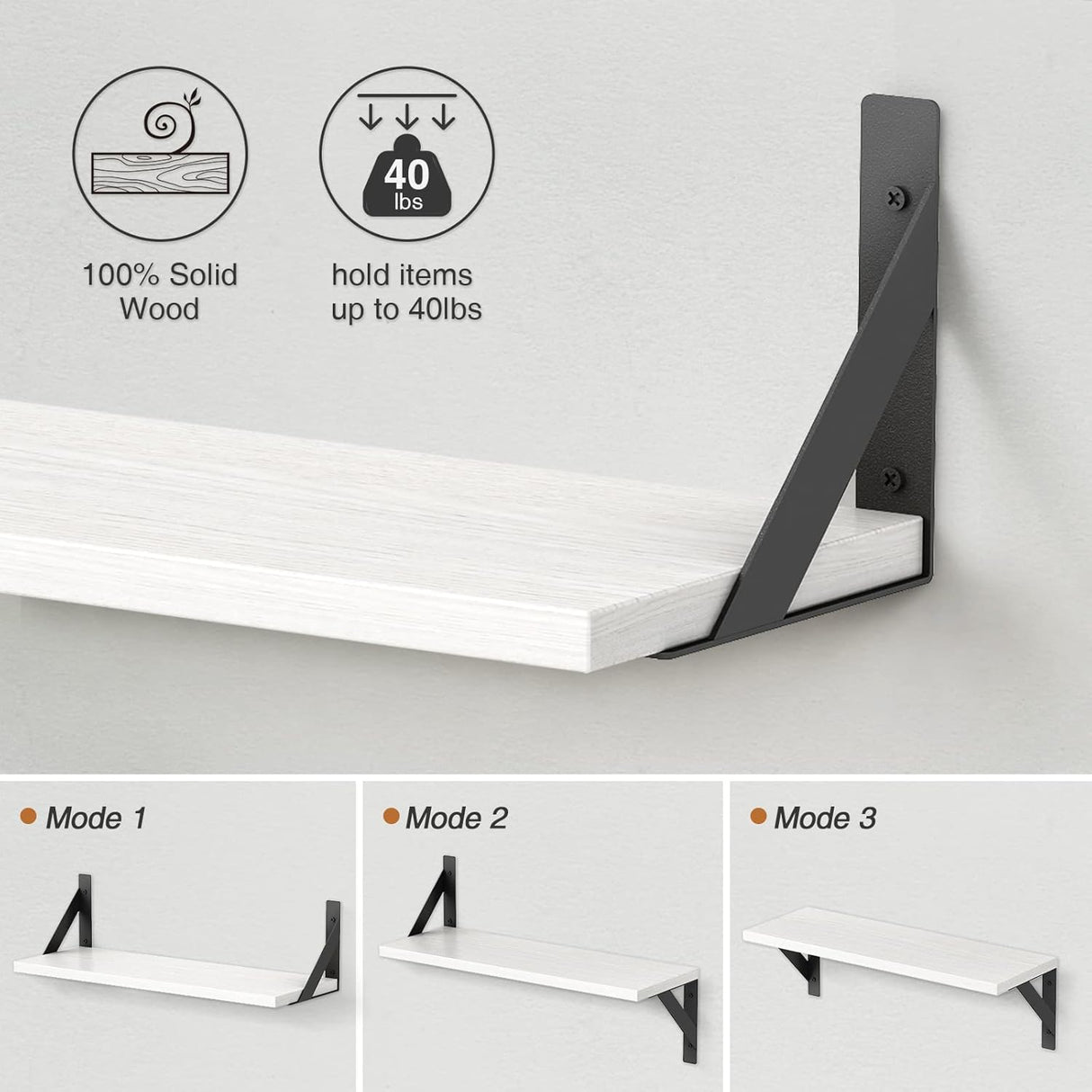 Estante Flotante Blanco Juego de 3, 24x8 Pulgadas, Modelo 24