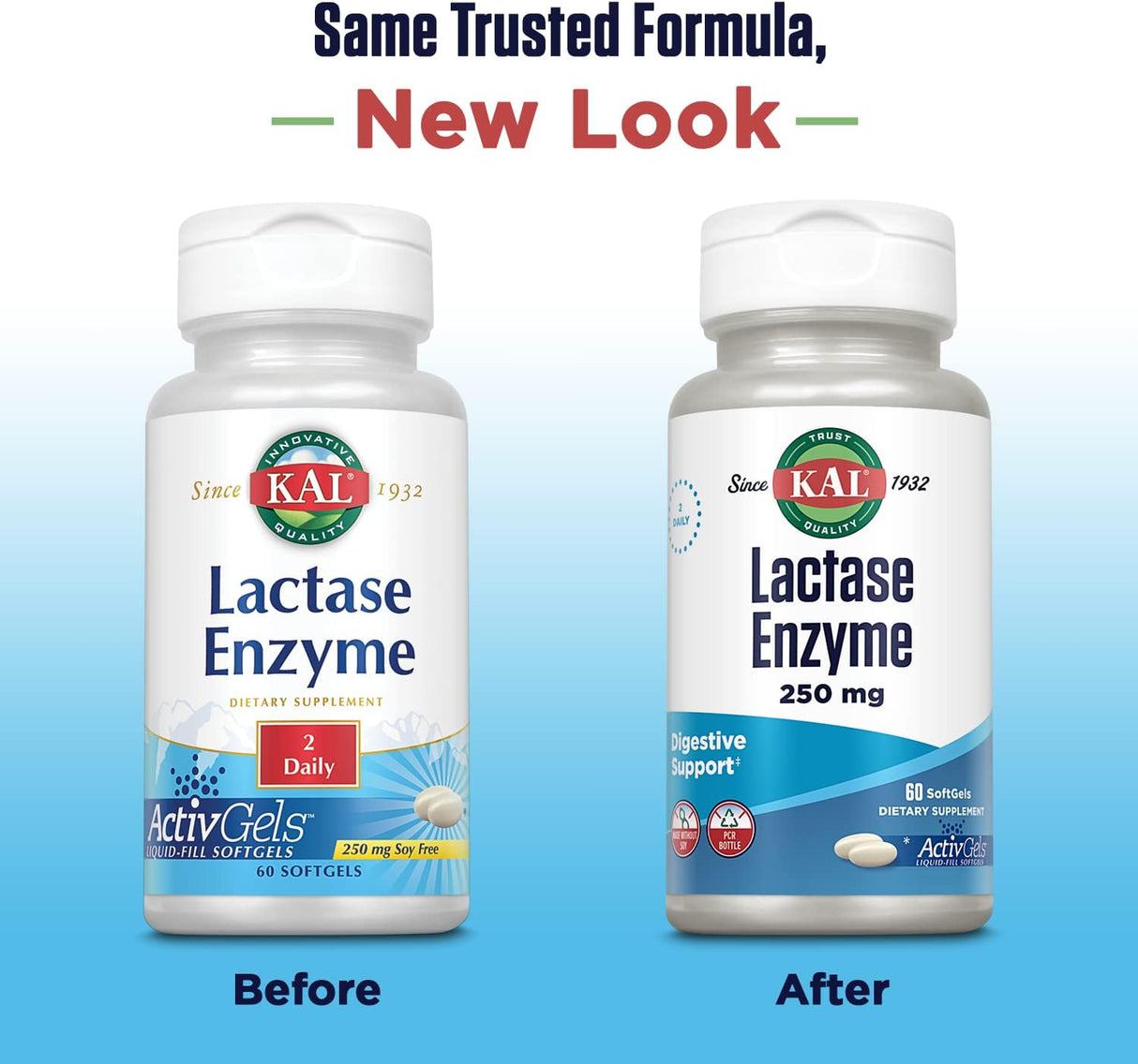 Suplemento Enzima lactasa de 250 mg de digestión saludable