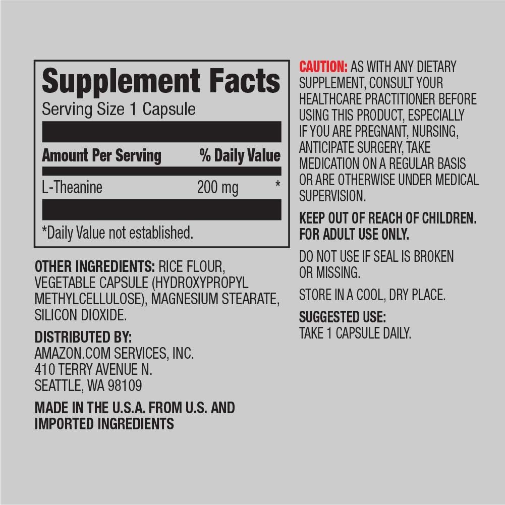 Suplementos Amazon Elements L-teanina 200 mg 60 cápsulas