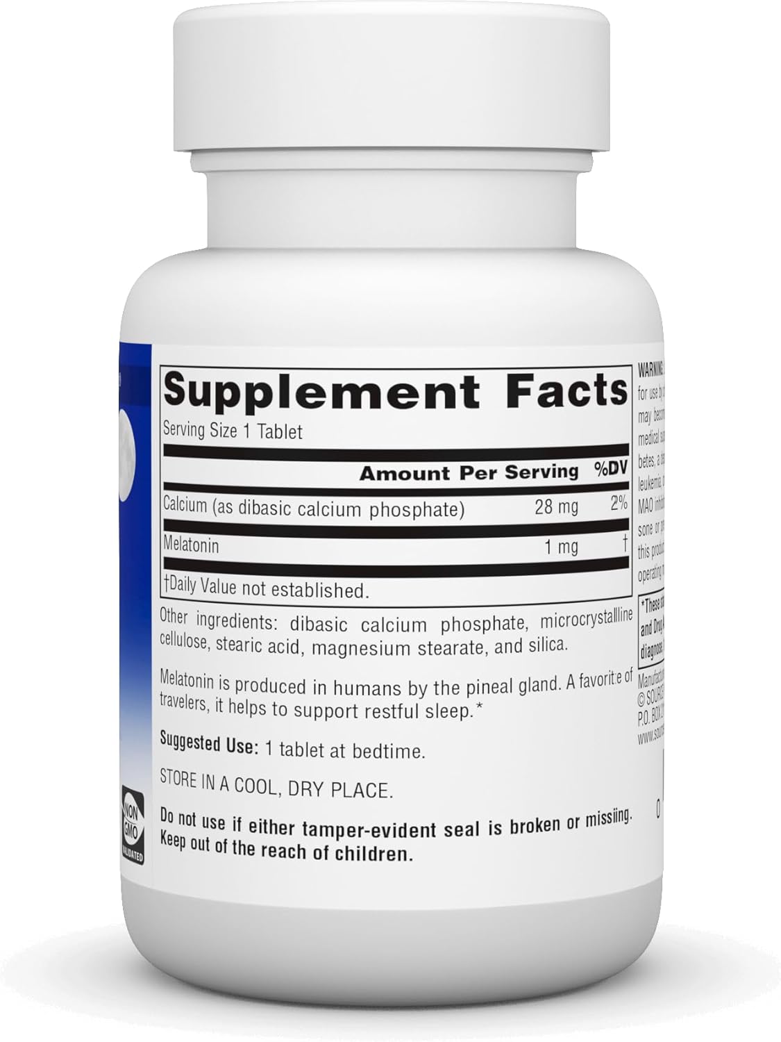 Melatonina 1 mg Source Naturals - 100 Tabletas Suplemento