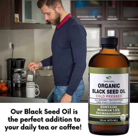 Aceite de Semilla Negra 16oz HalalEveryDay Orgánico, 100% Puro