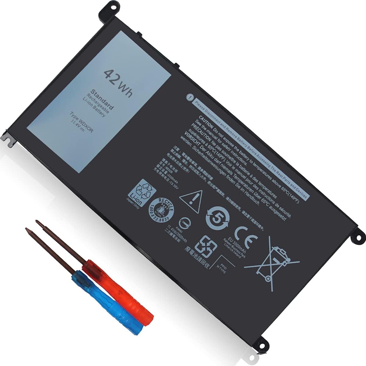 Batería WDXOR de 42 Wh de 11.4 V para Dell Inspiron 13 7375