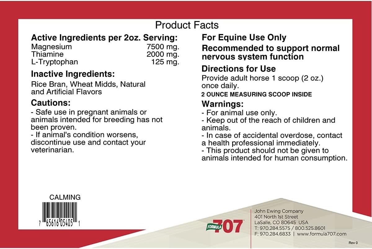 Suplemento Equino Formula 707 5LB - Calma y Enfoque