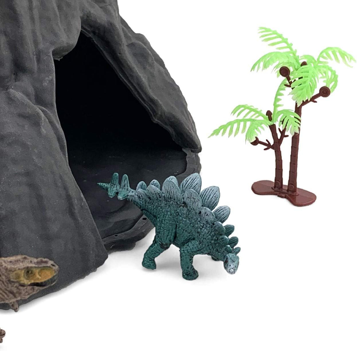 Juego de Dinosaurios con Volcán, 4 Dinosaurios y 2 Árboles