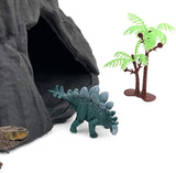 Juego de Dinosaurios con Volcán, 4 Dinosaurios y 2 Árboles