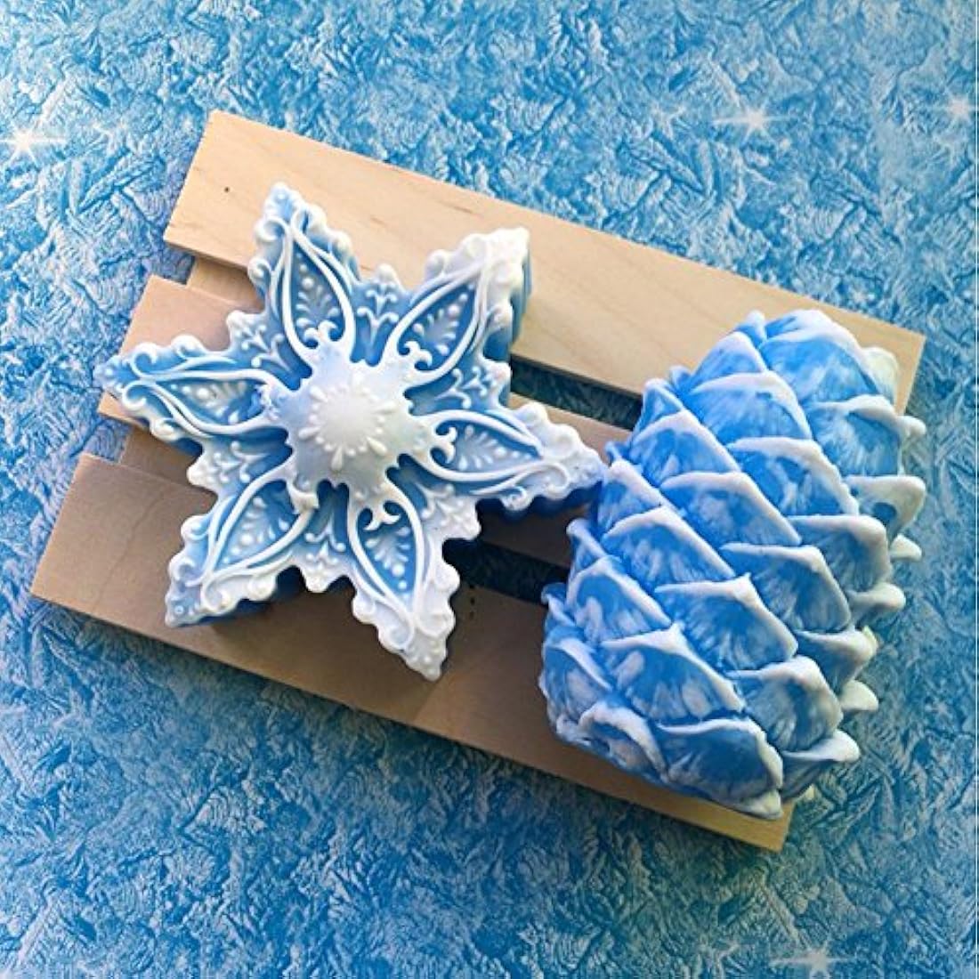 Moldes de silicona para jabón de copo de nieve 3D para hacer jabón, fondant, decoración de tartas, moldes de silicona hechos a mano