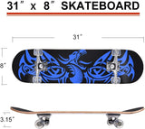 Skateboard Doble Kick 31" 8 Capas Maple para Niños y Principiantes