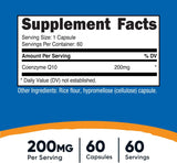 Nutricost CoQ10 200mg, 60 Cápsulas Vegetarianas, Alta Absorción