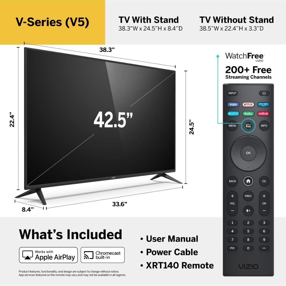 Televisor 4K Smart VIZIO de 43, HDR, AirPlay, V-Series
