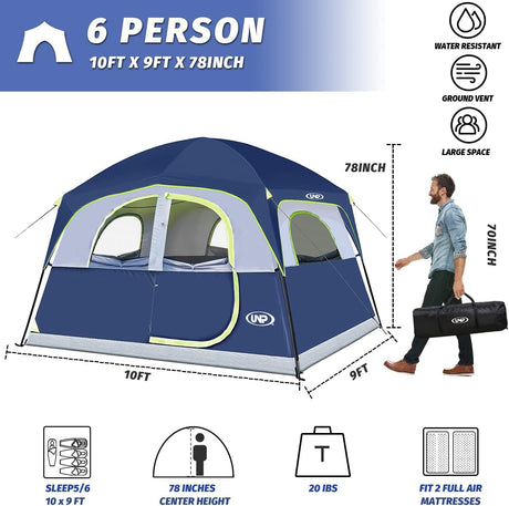 Tienda UNP Carpa 6 Personas Impermeable y Resistente al Viento