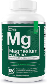 Magnesium & Zinc con D3 para Sueño, Inmunidad y Huesos - 3 Meses