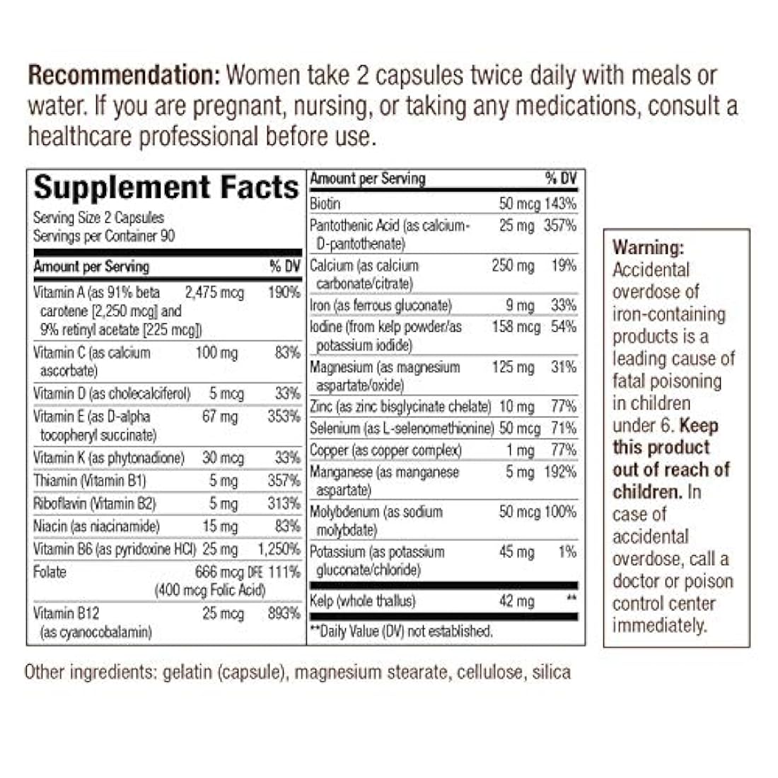 Suplemento diario Prenatal Completo, Multi-Vitamina y Multi-Mineral de Nature's Way, 180 Cápsulas