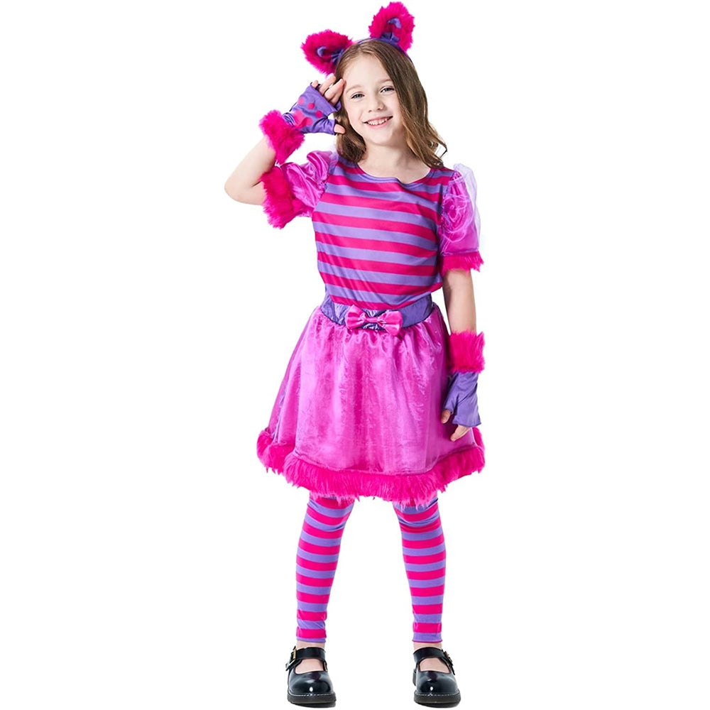 Disfraz de gato de Cheshire para niñas de 4 - 6 años