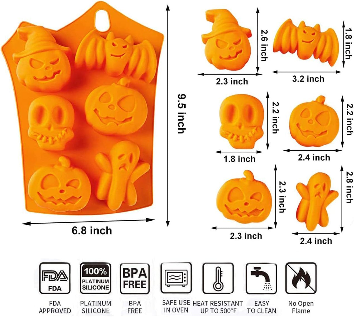 Moldes de Silicona Halloween 12 Cavidades para Chocolates 2 PCS