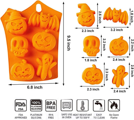 Moldes de Silicona Halloween 12 Cavidades para Chocolates 2 PCS