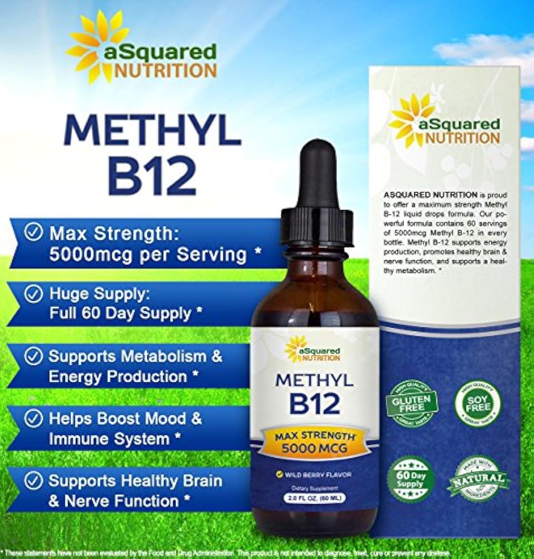 Vitamina B12 Sublingual líquido gotas  5000 MCG suplemento