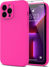 DEENAKIN Funda para iPhone 13 Pro Max con protector de pantalla, cubierta de goma de gel de silicona líquida suave y duradera para iPhone 13 Pro Max de 6.7 pulgadas, color rosa intenso